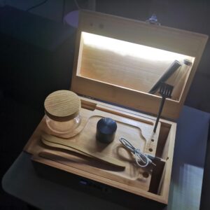 JIGCEN Bamboo Wooden Storage Box Set with LED Lights Combination Lock