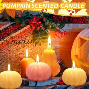 3 Pieces Fall Decorations for Home Fun Pumpkin Scented Candle Handmade Wax Fall Pumpkin Candles Decor for Autumn Harvest Halloween Party Favor Supplies