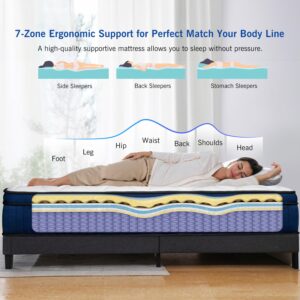 DatMou Full Mattress,12 Inch Hybrid Mattress, Full Size Mattress in a Box,Gel Memory Foam Hybrid Mattress with Individually Pocketed Springs, Fiberglass Free,CertiPUR-US