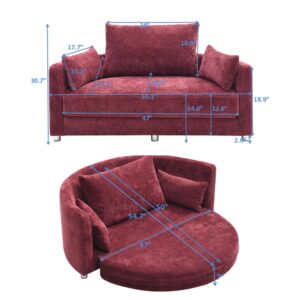 JURMALYN Foldable Sofa Bed, Folding Sleeper Couch Circular Floor Sofa Bed Futon Couch Bed Convertible Loveseat Sofa Round Sofa Couch for Balcony Living Room Dark Red