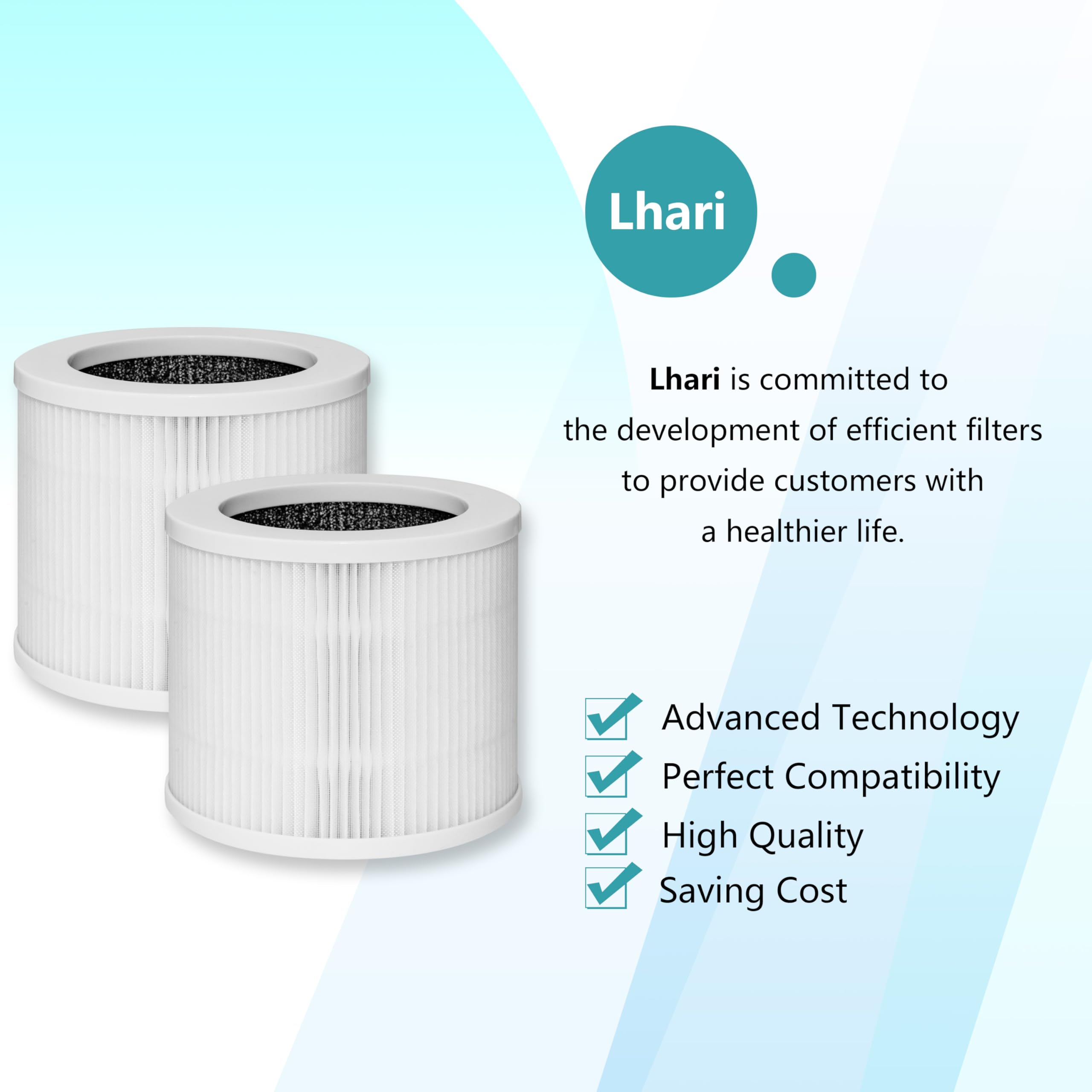 Lhari 2 Pack A1 Replacement Filter Compatible with VEWIRO Air Purifier HQSC-50, HQKJ-80, AMEIFU AP01W, KOIOS HQKJ-50 and Tailulu PUR0003 Air Purifier, 3-in-1 H13 True HEPA Filter