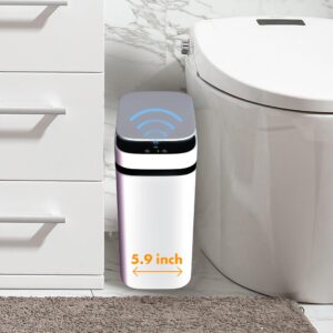 Loasil-H Automatic Trash Can - Smart Trash Can for Bathroom Anti-Bag Slip Lid Motion Sensor Trash Can 3 Gallon Trash Can for Bedroom, Office, Kitchen (White)