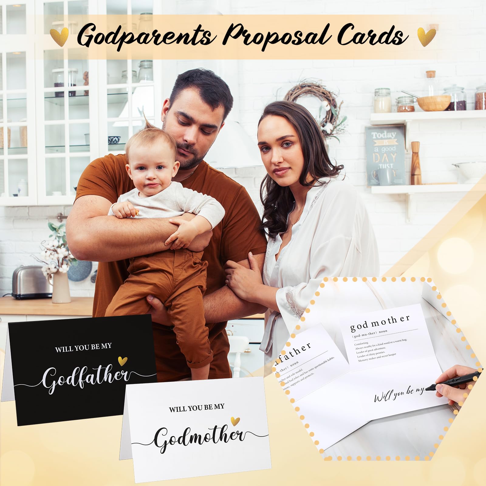 Qinyoung 7 Pcs Godparents Proposal Gift Will You Be My Godmother Godfather Gift Set Includes Coffee Glass Keychains Cards Gift Box for Godmother Godfather from Godchild Baptism Christmas Gift