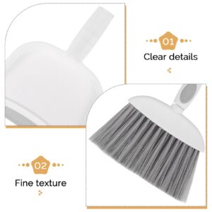 Cabilock 1 Set Mini Dustpan and Brush Set Table Cleaning Brush Dustpan Kit Home Small Broom with Dustpan Plastic Cleaner Broom for Office Desk Housekeeping Pet Nest Grey