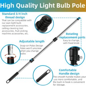 MAEATHOO 12FT Light Bulb Pole Changer for High Ceilings, Bulb Changing Pole Extension with Basket and Suction Cup, Household Camping Bulb Removal Tool