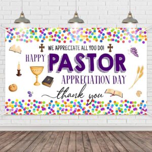 wollmix pastor appreciation day banner decorations gifts for men thank you for all you do we appreciate you sign backdrops wall party decor supplies photography background photo booth 70.8x43.3inch