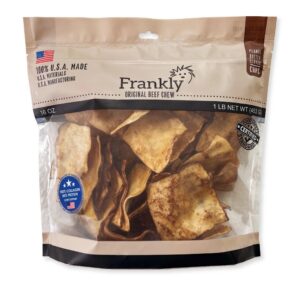 Frankly Pet Original Beef Chew - Peanut Butter Flavored Chips - Collagen Packed, Ingredients Sourced and Manufactured in The U.S.A. - 16 Oz Bag