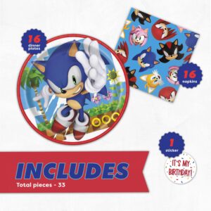 Unique Sonic Plates and Napkins for 16 | Sonic Birthday Party Decorations | Sonic Party Decorations | Officially Licensed