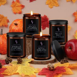 Fall Candle, Apple Wreath Scented Candles for Home, Natural Soy Autumn Candle Aromatherapy Candle, 7 oz Jar Candles Fall Gifts for Women Men