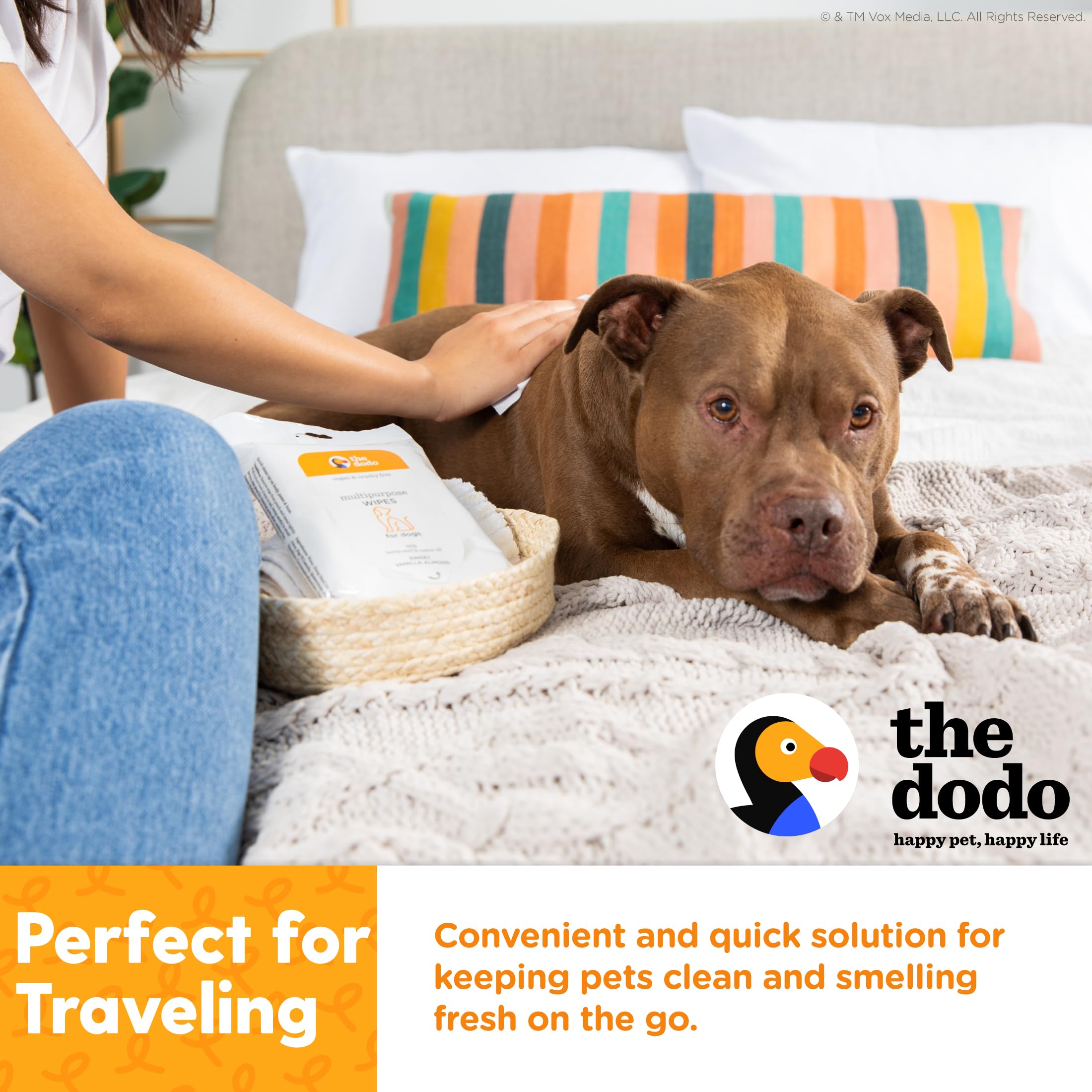 The Dodo Multipurpose Wipes for Dogs, Sweet Vanilla Almond with Hemp Seed and Castor Oil; Easy Wipes for Dogs, Waterless Grooming Supplies