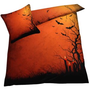 OmErsa Halloween Duvet Cover King Size Bedding Set 3 PCS, Gothic Comforter Cover & 2 Pillowcases Soft Microfiber Patterned Bedroom Decorations for Adults Teens