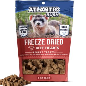 freeze dried small pet treats - 1oz resealable bag of treats for ferrets - ferret snacks - single ingredient ferret food with no preservatives or fillers- small animals treats (1 oz, beef heart)