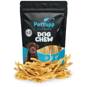 petyupp water buffalo tendon dog chews - 14 oz - 100% natural dog treats - for small, medium & large dog, high-protein, low-fat & easy digest dog treats, promotes dental health - no additives