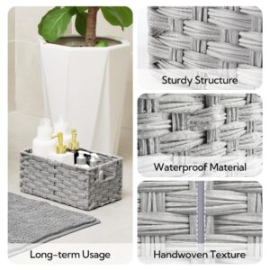 GRANNY SAYS Small Wicker Baskets for Organizing, Storage Basket for Shelves, Shelf Baskets with Handles, Waterproof Woven Basket for Living Room, Rectangular Baskets for Entryway