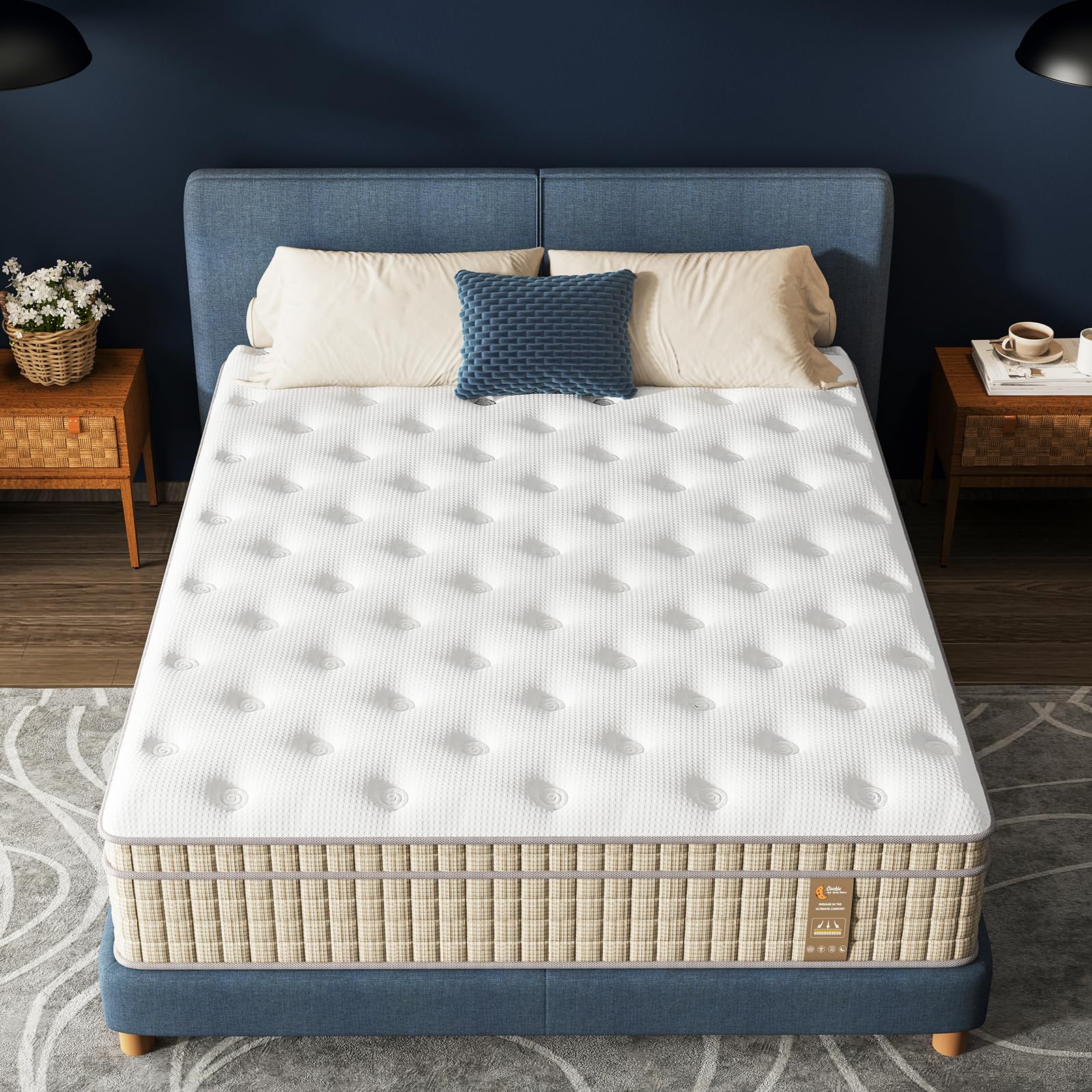 VISCOFLEX King Mattress, Luxury 12 Inch King Size Mattress in a Box, Best Firm Hybrid Mattress King Size with Upgrade Pocket Springs for Strong Back Support & Pain Relief, Non-Toxic & Odor