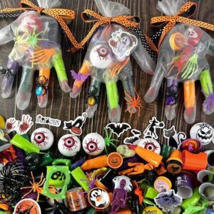 sqzuwit 280pcs halloween party favors, 12 pack gloves stuffed toys bulk assortment for kids, teens halloween goodie treat bags fillers, pinatas stuffers, classroom prizes, treasure box toys