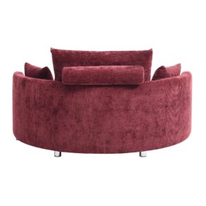 JURMALYN Foldable Sofa Bed, Folding Sleeper Couch Circular Floor Sofa Bed Futon Couch Bed Convertible Loveseat Sofa Round Sofa Couch for Balcony Living Room Dark Red