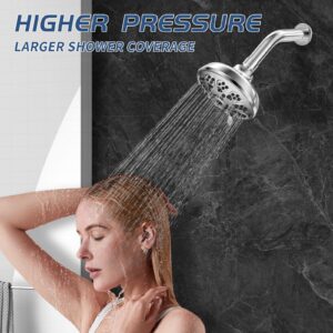 VKZK 10-Mode High Pressure Shower Head Fixed Showerhead, Anti-Clogging Silicone Nozzles-Premium Quality Luxury Design(Luxury Polished Chrome) - 1-Min Install Easy Clean Adjustable Angles