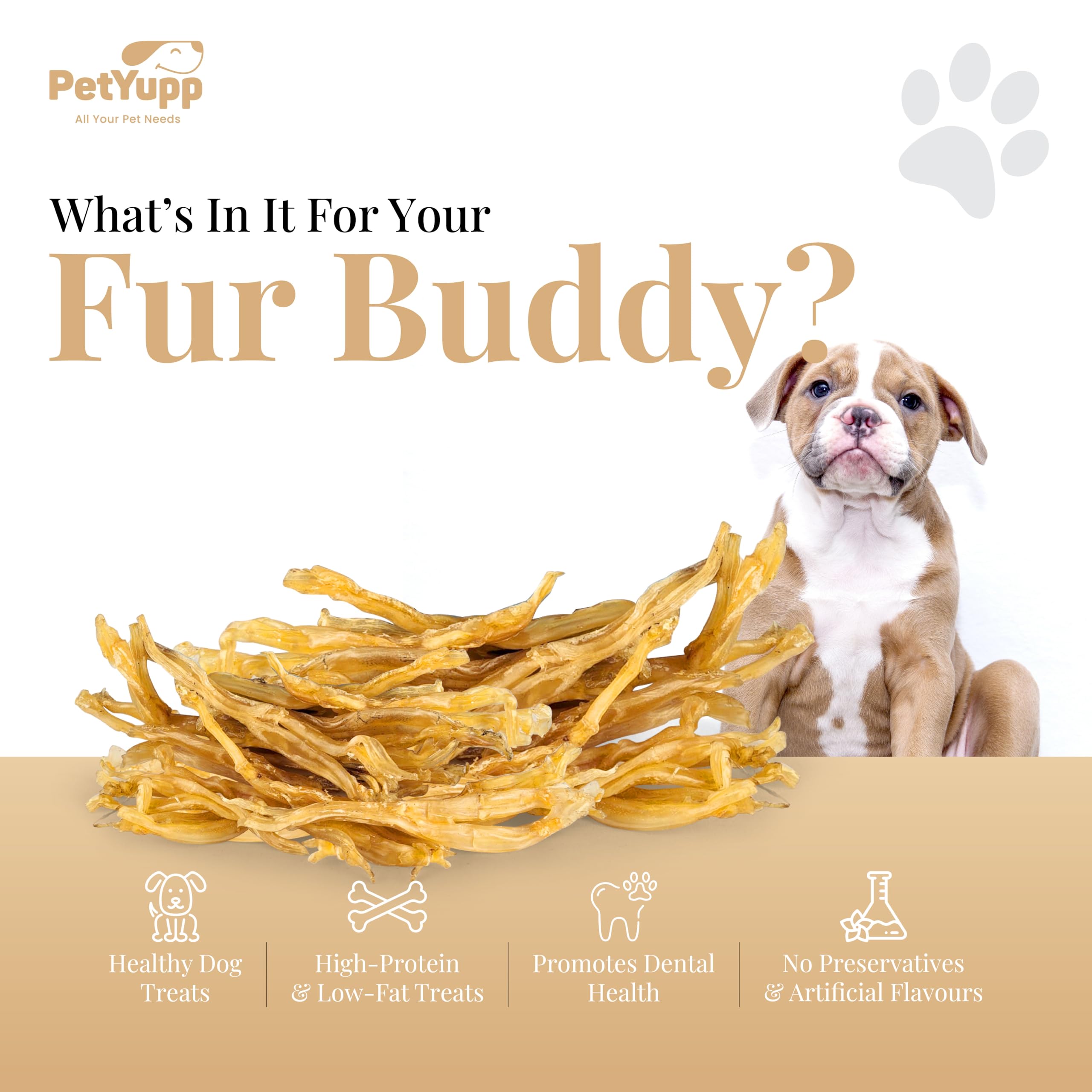 PetYupp Water Buffalo Tendon Dog Chews - 14 oz - 100% Natural Dog Treats - for Small, Medium & Large Dog, High-Protein, Low-Fat & Easy Digest Dog Treats, Promotes Dental Health - No Additives