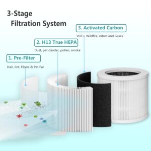 Lhari 2 Pack A1 Replacement Filter Compatible with VEWIRO Air Purifier HQSC-50, HQKJ-80, AMEIFU AP01W, KOIOS HQKJ-50 and Tailulu PUR0003 Air Purifier, 3-in-1 H13 True HEPA Filter