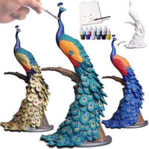 decorsmart figurine arts and craft kits for adults, 3d diy kits hobbies for adults women paint by numbers kit for adults gifts for artist (peacock)