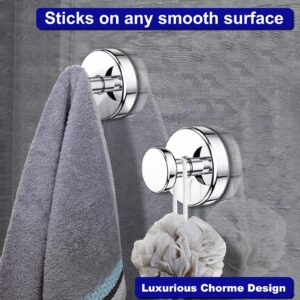 Bntuk Suction Cup Hooks for Shower, Removable Towel Hooks for Bathroom Window Glass Door Wall, Bath Robe Looafh Hook for Hanging - 2 Pack, Chrome