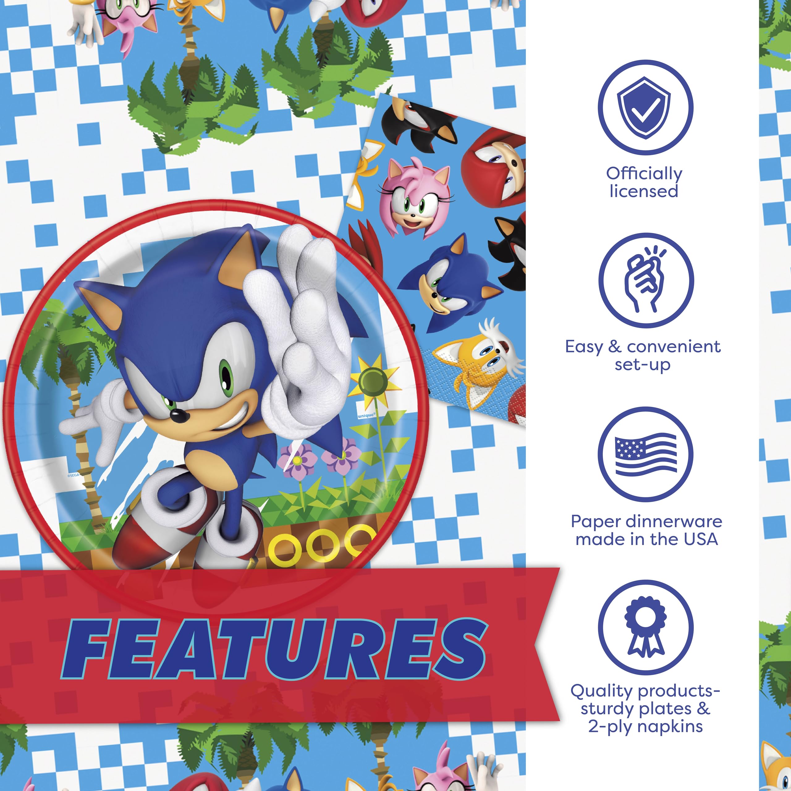 Unique Sonic Plates and Napkins for 16 | Sonic Birthday Party Decorations | Sonic Party Decorations | Officially Licensed