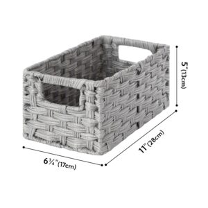 GRANNY SAYS Small Wicker Baskets for Organizing, Storage Basket for Shelves, Shelf Baskets with Handles, Waterproof Woven Basket for Living Room, Rectangular Baskets for Entryway