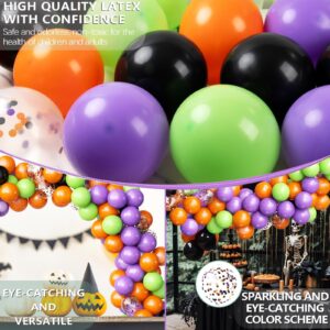 OuMuaMua 62PCS Halloween Party Balloons Decorations, 12 Inch Black Orange Green Purple Balloons Confetti Balloons for Kids Halloween Party Decorations Birthday Baby Shower Bachelorette Favors Supplies