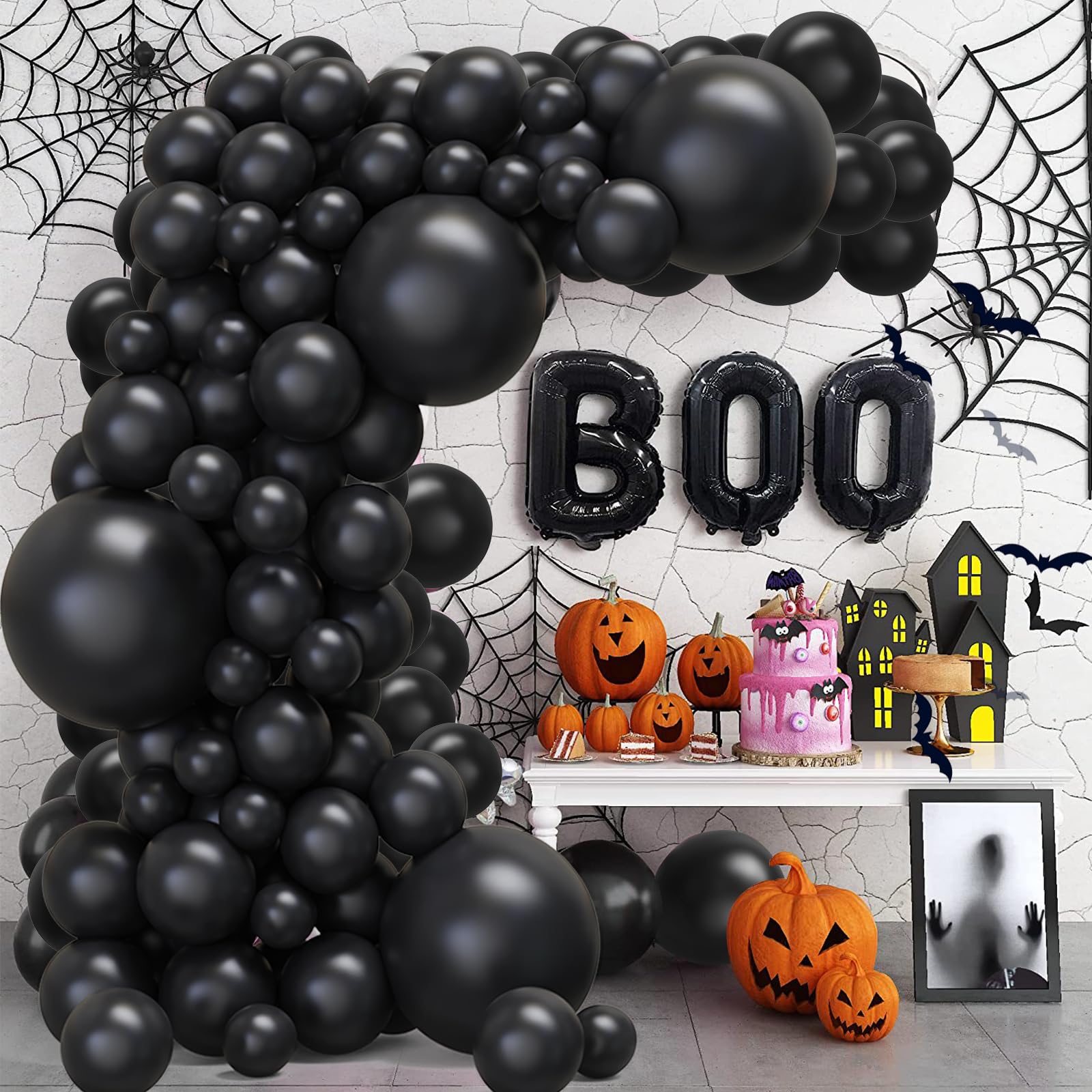 Black Balloons Different Sizes, 130pcs Black Balloons Arch Kit Latex Black Balloons for Birthday Party Graduation Baby Shower Wedding Balloon Decorations