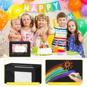 LIKAJON 1 Pack Black Card Box for Party, Transparent Gift Cards Receiving Box Wedding Card Box Money Box for Birthday, Bridal or Baby Showers, Retirement, Anniversary, Graduation, Raffle Ticket Box