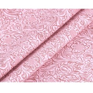 Solid Color Embossed Faux Leather Sheets 12 "x53" (30cm x 135cm) Embossed Texture Leather Fabric, Widely Used in Leather Earrings, Keychains, Sewing DIY Projects ﻿ (Pink)