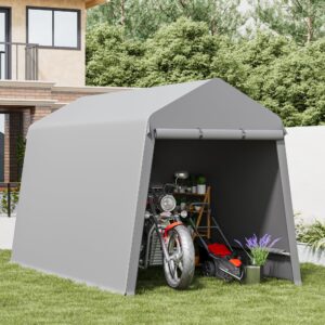 GarveeLife 7x12ft Portable Garage, Outdoor Storage Shelter Shed with Doors and Vent, Waterproof and Uv Resistant Anti-Snow Portable Garage Kit Tent for Motorcycle, Outdoor Tools