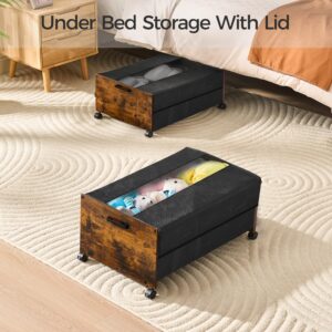 FOUCSSOMEI Under Bed Storage with Wheels, Under Bed Drawers On Wheels, Rolling Under Bed Storage with Metal Frame, for Clothes Shoes Blanket Toys, Patented Design