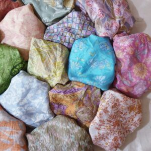 Generic VINTAGEFABULOZ Sari Silk Fabric Lot 15 Pieces Aqua Craft Scrapbook Art Doll Scrapbook and Jewellery Gift Wrap (15pcs_ DULLMUTED)