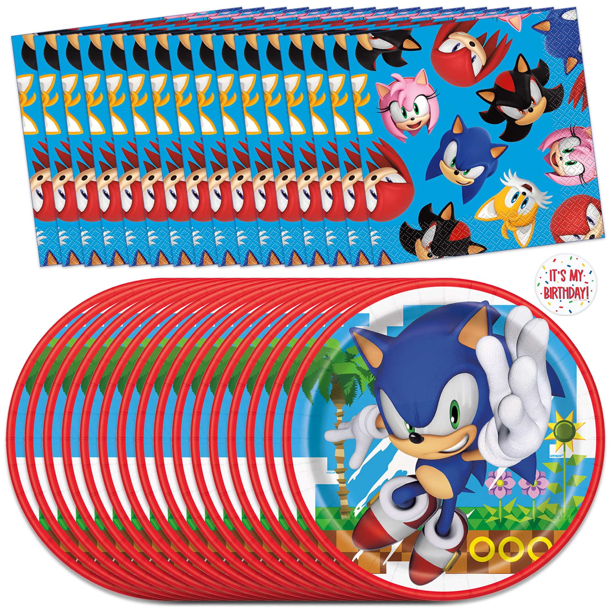 Unique Sonic Plates and Napkins for 16 | Sonic Birthday Party Decorations | Sonic Party Decorations | Officially Licensed