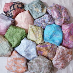 Generic VINTAGEFABULOZ Sari Silk Fabric Lot 15 Pieces Aqua Craft Scrapbook Art Doll Scrapbook and Jewellery Gift Wrap (15pcs_ DULLMUTED)