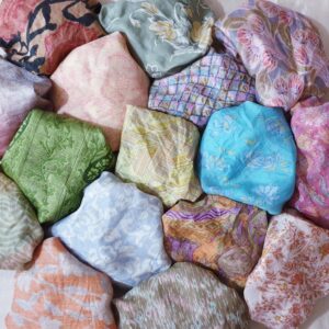 Generic VINTAGEFABULOZ Sari Silk Fabric Lot 15 Pieces Aqua Craft Scrapbook Art Doll Scrapbook and Jewellery Gift Wrap (15pcs_ DULLMUTED)