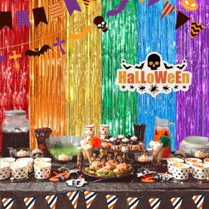 Rainbow Metallic Tinsel Foil Fringe Curtains Backdrop 2Pack 3.3x8.3Ft Party Streamers for Birthday Party Decorations Halloween Christmas Decors Foil Curtain Backdrop for Bachelorette Bridal Party