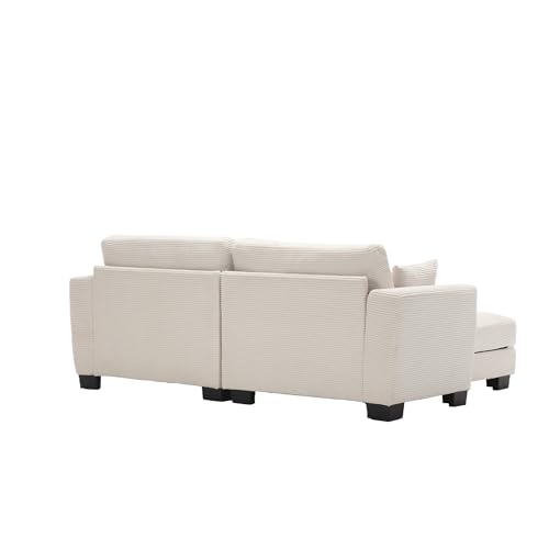 Reversible Modular Sectional Sofa Cloud Couch Convertible Corner Sofabed Daybed with 2 Movable Ottoman and Storage, Oversized Comfy Corduroy Upholstered Lounge Sofá Bed for Living Room, Apartment