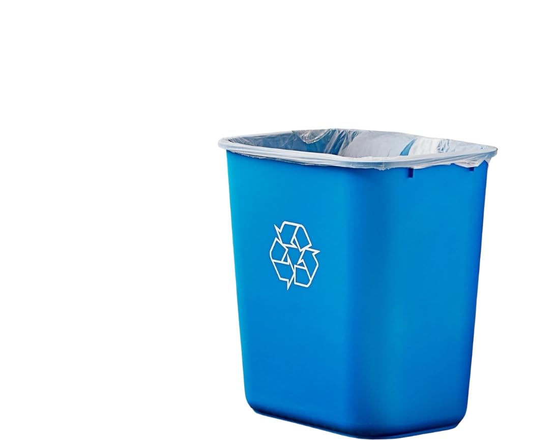 WEBSTORE SUPPLY 28 Qt. Recycling Bins, 7 Gallon Office Trash Cans for Near Desk (10 Pack) Blue