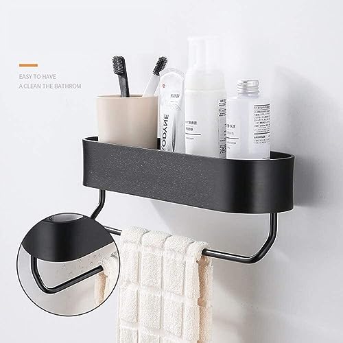 Bath Storage Rack Caddy Floating Shelves Towel Bar Basket Storage Rack Towel Bar Robe Hooks Bathroom Accessories Kitchen Wall Shelves(White,30CM)