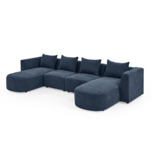 fancuf u shape sofa,sectional sofa including 2 single seats & 2 chaises, modular sofa,loop yarn fabric living room sofa(e)