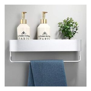 bath storage rack caddy floating shelves towel bar basket storage rack towel bar robe hooks bathroom accessories kitchen wall shelves(white,30cm)