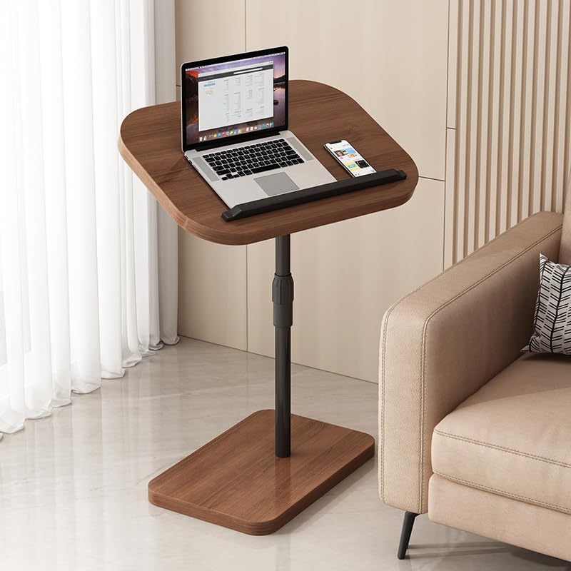 GENDLTHIJ C Shaped End Table for Couch, C Table End Table with Adjustable Height, Small Laptop Desk for Livingroom,Bedroom,Study and Small Spaces,Bedside Table (Original Wood,90° Swivel)