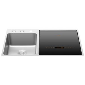 fotile sd2f-p5 3-in-1 in-sink dishwasher & kitchen sink combo with 360° cleaning, produce wash, child lock, energy efficient for space-saving hygienic kitchen solutions (dishwasher on the right)