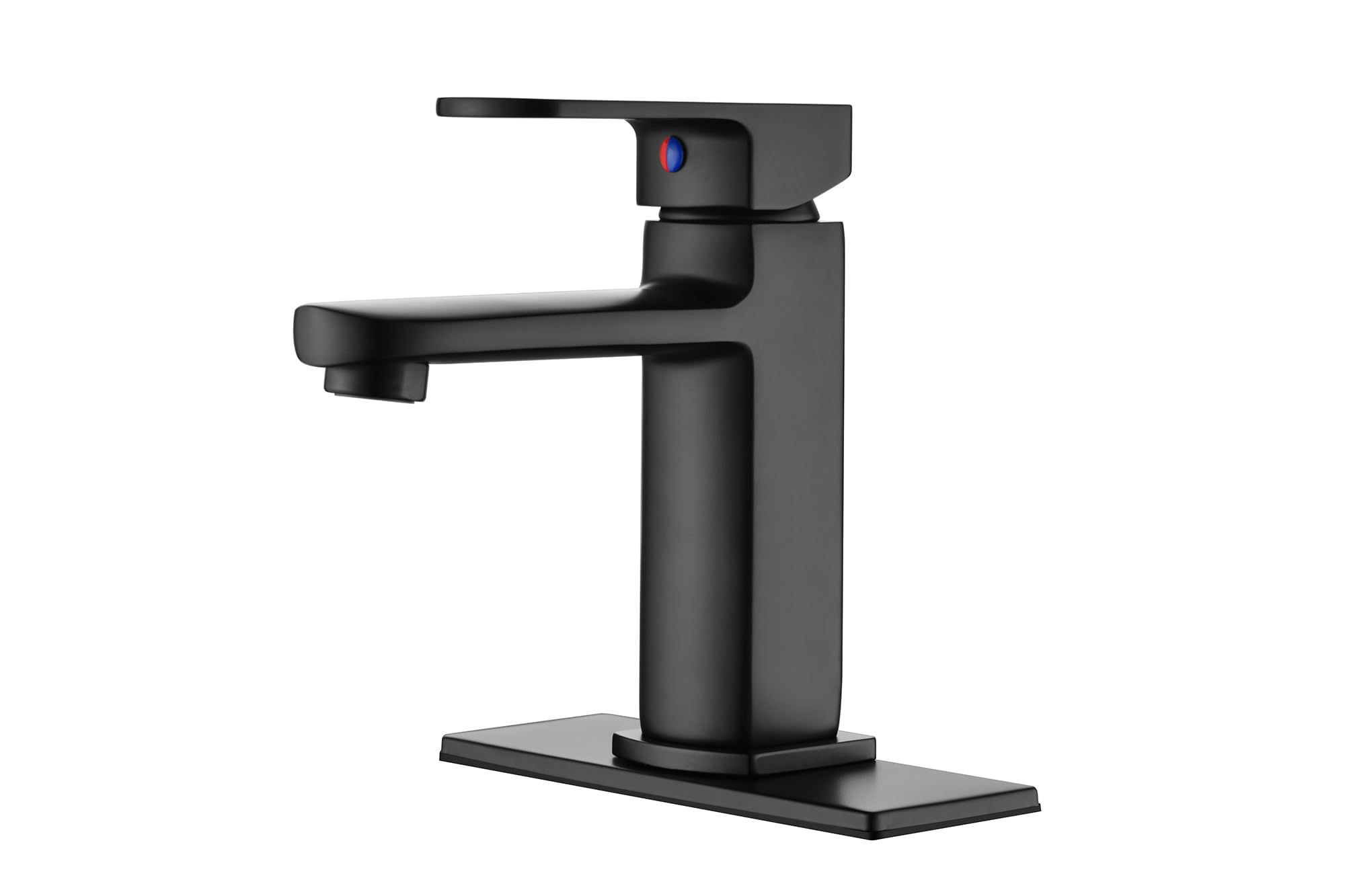 Derengge Bathroom Sink Faucet, Single Handle Bathroom Sink Faucet,1 Hole or 3 Hole Lavatory Vanity Faucet with Deck Plate,Pop up Drain and Water Supply Lines,Matte Black,GFL-0048-MT