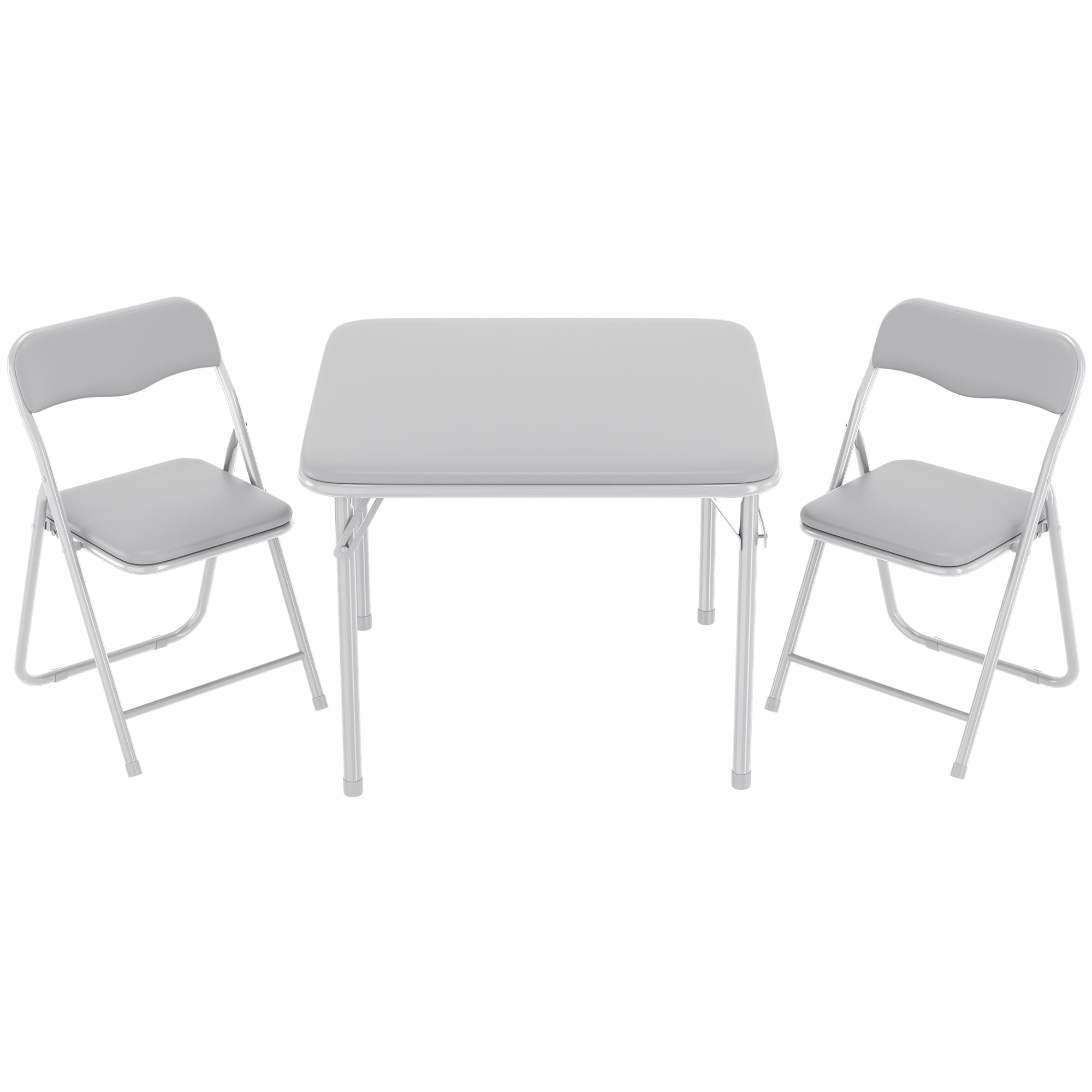 GAOMON Boys and Girls Folding Table and Chairs Set of 3, Portable Table and Chair with Pu Soft Cushion, No Installation Required, Suitable for Eating, Reading and Playing