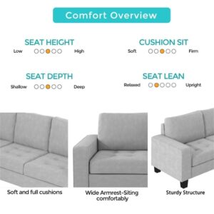 FANCUF Sectional Corner Sofa L-shape Couch Space Saving with Storage Ottoman Cup Holders Design for Large Space Dorm Apartment