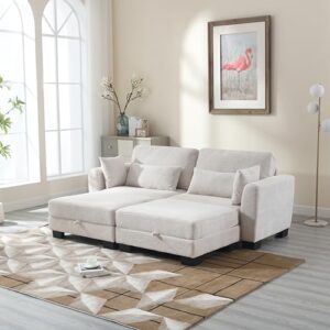 reversible modular sectional sofa cloud couch convertible corner sofabed daybed with 2 movable ottoman and storage, oversized comfy corduroy upholstered lounge sofá bed for living room, apartment